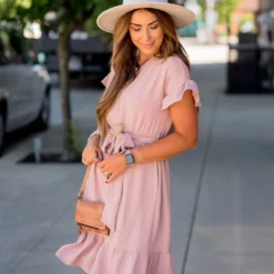 Dressy Ruffle Trim Tie Waist Dress -Women's Clothing Store BB 9603 eed50d77 0428 4db6 9c70 467a49138a1b 741360