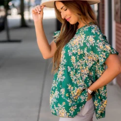 Watercolor Blooms Ruffle Accent Peplum Blouse -Women's Clothing Store BB 9651 5758b670 01c8 4886 9893 9b3f8cafd281 248029