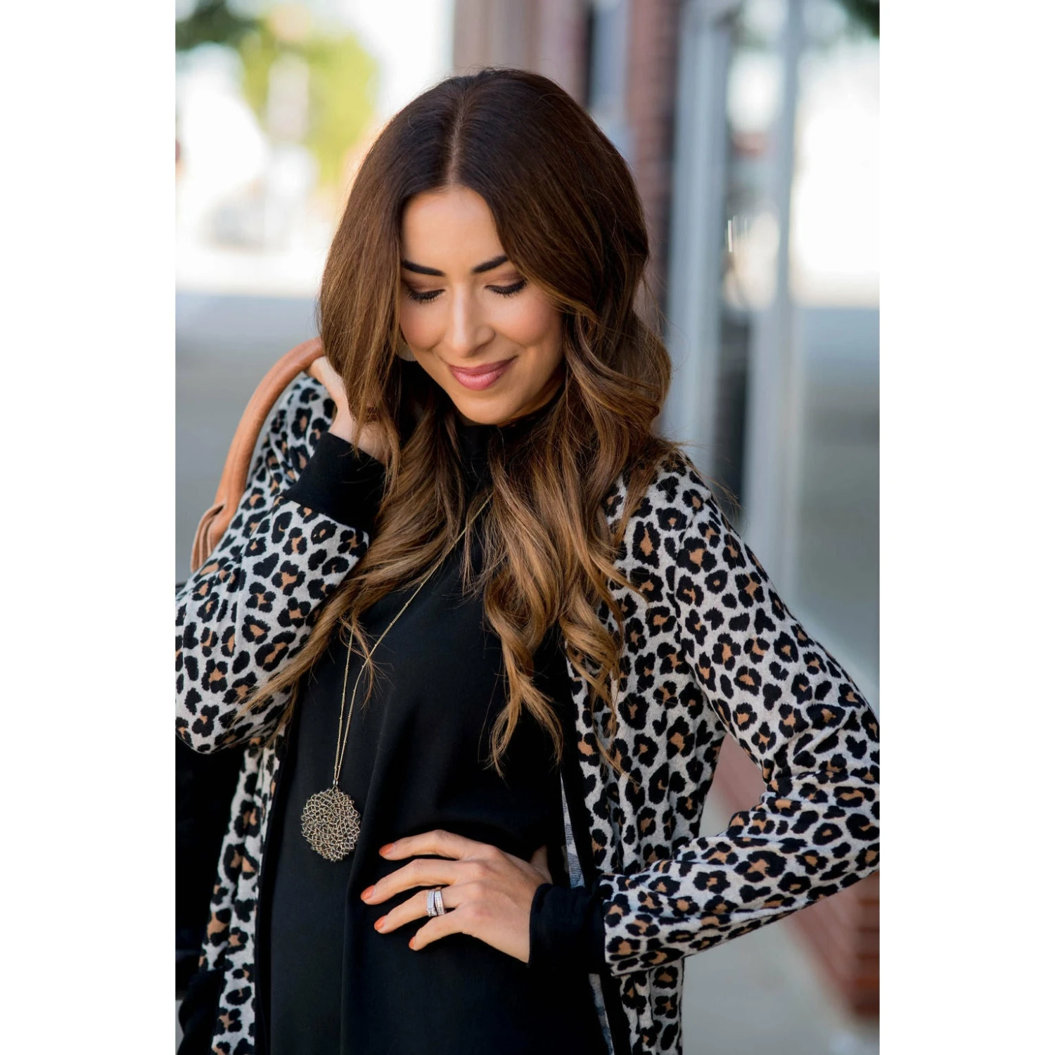 Mini Leopard Solid Trim Tunic Cardigan 5 Mini Leopard Solid Trim Tunic Cardigan - Image 5