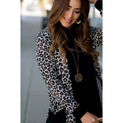 Mini Leopard Solid Trim Tunic Cardigan 16 Mini Leopard Solid Trim Tunic Cardigan -Women's Clothing Store BB 9669 06c10760 555a 432d acd5 5adf40895058