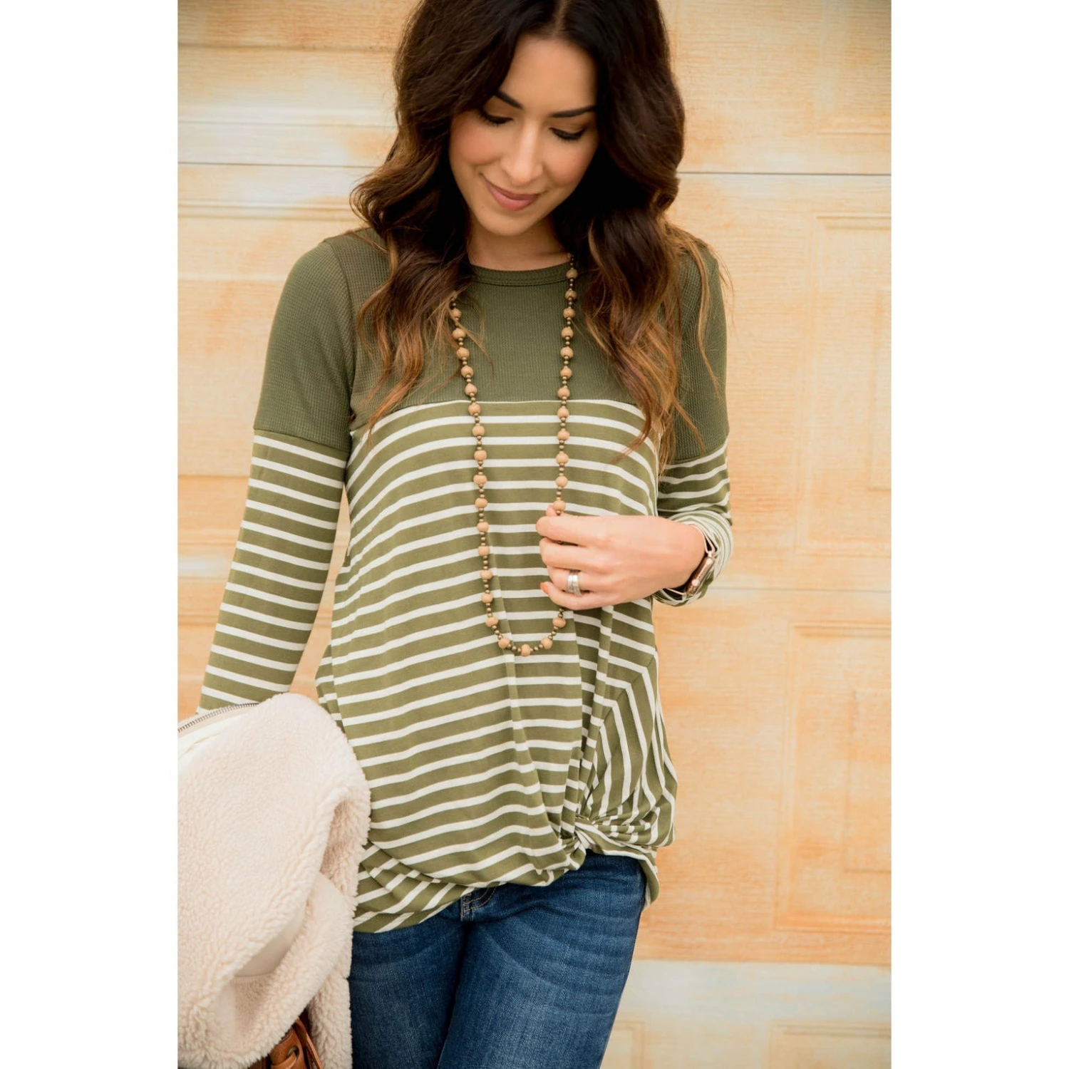 Striped Thermal Top Side Knot Tee 6 Striped Thermal Top Side Knot Tee - Image 6