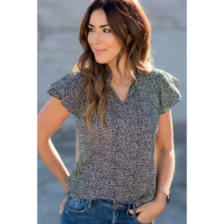 Tie High V-Neck Mini Leopard Blouse -Women's Clothing Store BB 9704 470830dd b034 4b76 b08c db008cc690a6