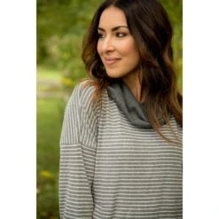 Solid Trimmed Striped Cowl Neck -Women's Clothing Store BB 9708 69f513d5 3d53 4fd1 b5e0 116148c6c5d7