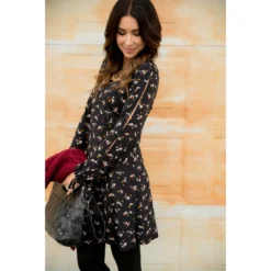Mini Floral Slit Sleeve Dress -Women's Clothing Store BB 9720