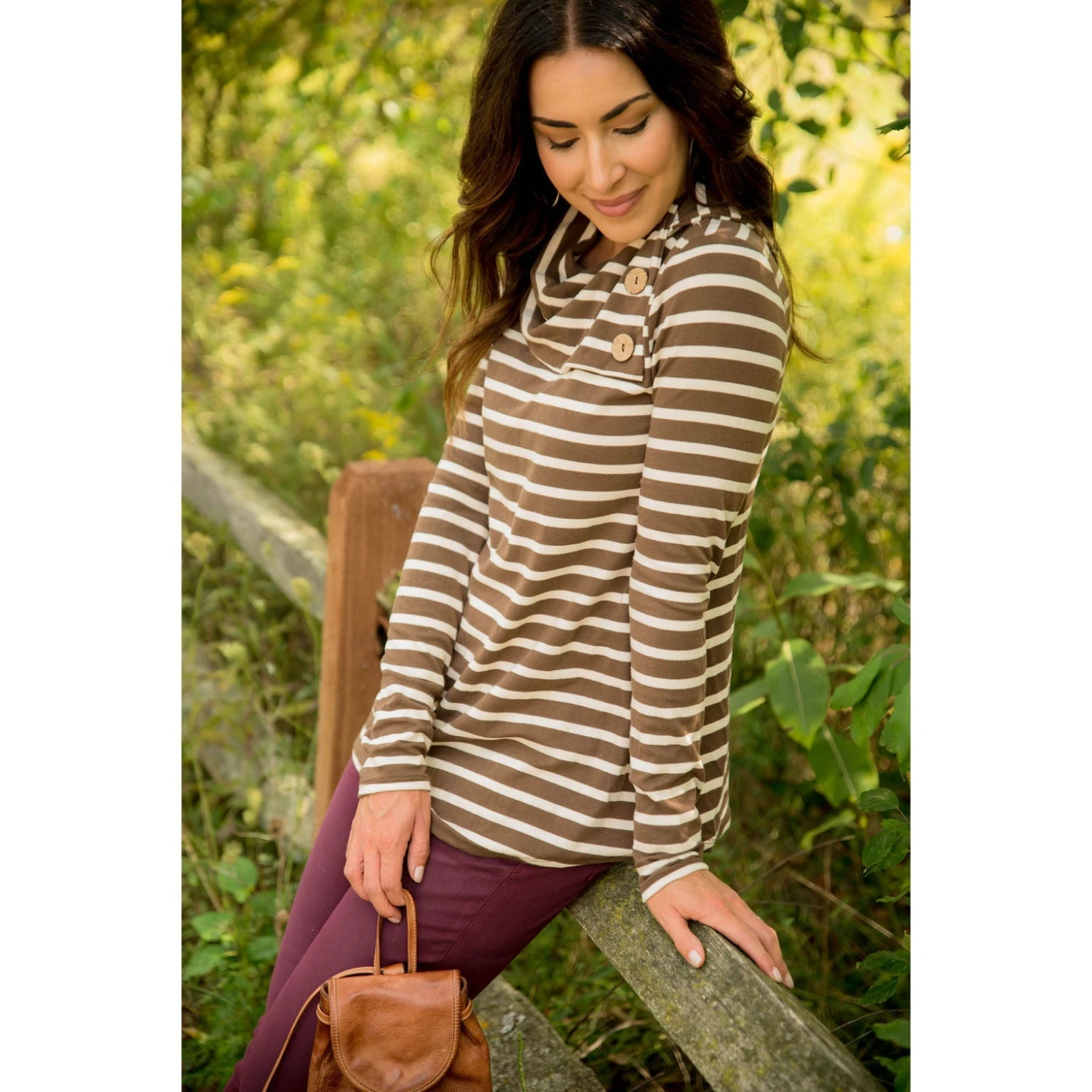 Striped Button Neck Sweatshirt 11 Striped Button Neck Sweatshirt - Image 11