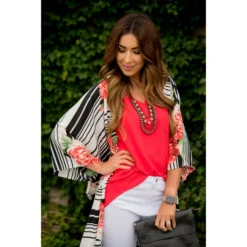 Multi Striped Floral Kimono -Women's Clothing Store BB 9748 34b5da63 4f15 4168 80f2 a68695e473ee