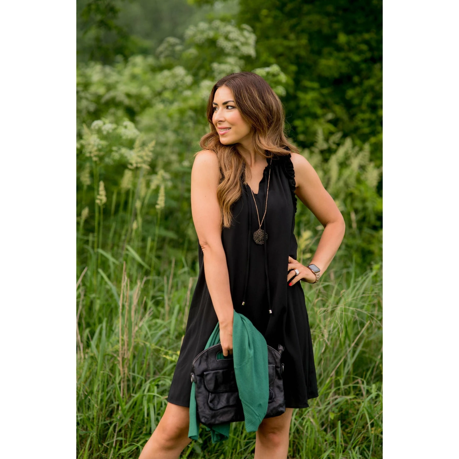 Double Ruffle Front Tie V Neck Tank Dress 6 Double Ruffle Front Tie V Neck Tank Dress - Image 6