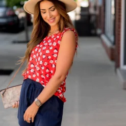 Floating Floral Ruffle Accent V Tank -Women's Clothing Store BB 9757 d7581658 b4e9 4934 bada bcb8ba854381 371173