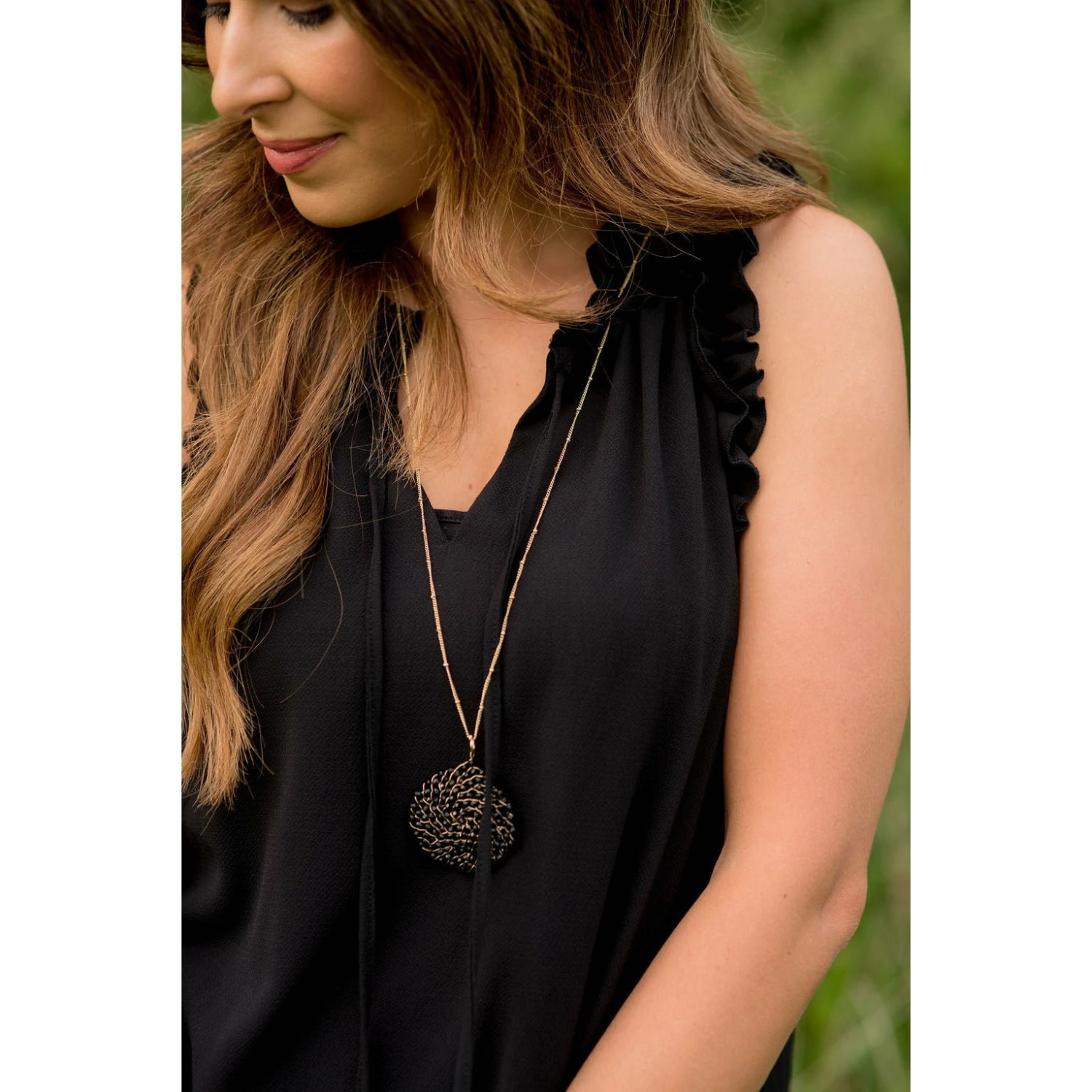 Double Ruffle Front Tie V Neck Tank Dress 3 Double Ruffle Front Tie V Neck Tank Dress - Image 3