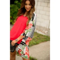Multi Striped Floral Kimono -Women's Clothing Store BB 9780