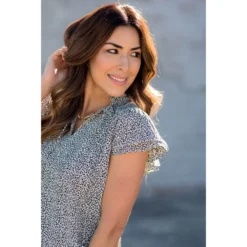 Tie High V-Neck Mini Leopard Blouse -Women's Clothing Store BB 9786 ccddb80e df0a 43e3 880f 2f73354db53a