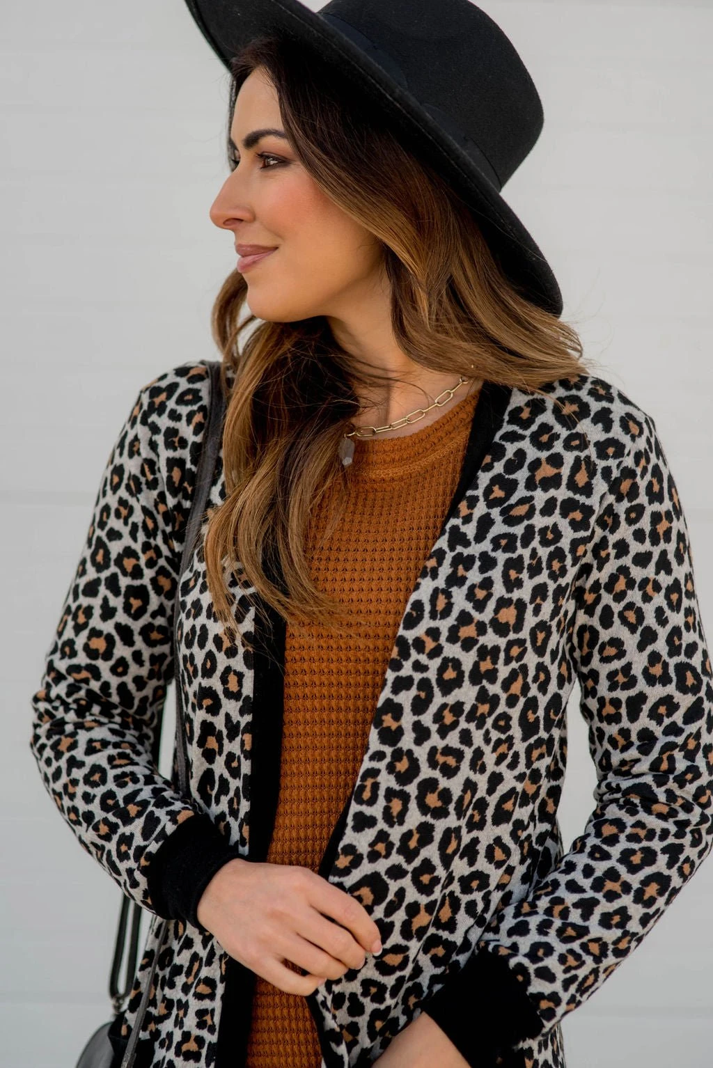 Mini Leopard Solid Trim Tunic Cardigan 10 Mini Leopard Solid Trim Tunic Cardigan - Image 10