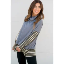 Cowl Neck Accent Tunic Sweatshirt -Women's Clothing Store BB 9819 efec0c64 8776 4e80 8556 7dacfaaec26e