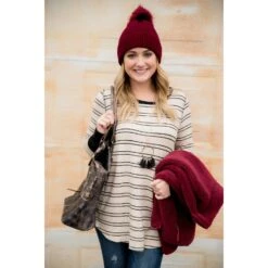 Solid Accent Dual Striped Long Sleeve Tee