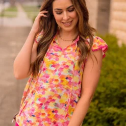 Watercolor Pom Accented Blouse -Women's Clothing Store BB 9854 84a515a6 4943 4ee7 93a5 16aa8202d791 204662