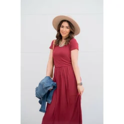 Solid Maxi Pocket Dress -Women's Clothing Store BB 9883