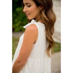 Eyelet Peplum Tie Tank -Women's Clothing Store BB 9883 4593dac2 68b8 42ea b6f9 8f989d367c60