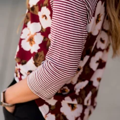 Burgundy Striped/Floral Long Sleeve Tee -Women's Clothing Store BB 9934 03bce715 d4d0 4a1b 808c e2cd5512ebb1 769290