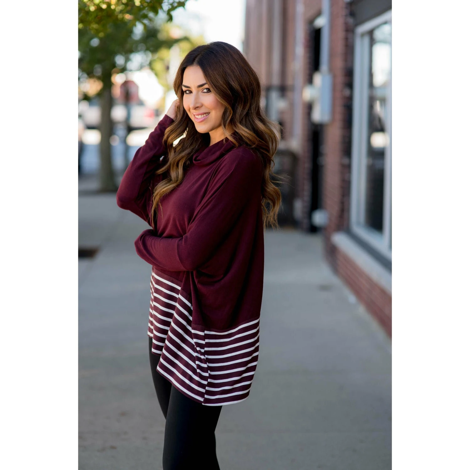 Poncho Style Striped Cowl Neck Sweater 16 Poncho Style Striped Cowl Neck Sweater - Image 16
