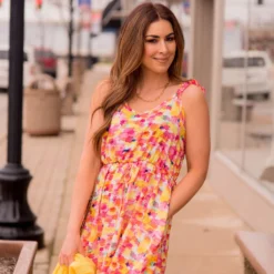 Watercolor Ruffle Accented Tank Dress -Women's Clothing Store BB 9958 290259e6 1186 4f4f 995f 9c292ab294fd 345020