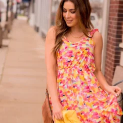 Watercolor Ruffle Accented Tank Dress -Women's Clothing Store BB 9962 3044ea66 74ac 467e a47f 41458102b7a8 452253