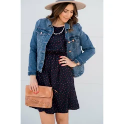 Dotted Ruffle Accent Dress 11 Dotted Ruffle Accent Dress -Women's Clothing Store BB 9979