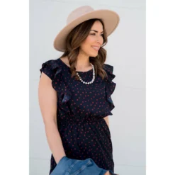 Dotted Ruffle Accent Dress 12 Dotted Ruffle Accent Dress -Women's Clothing Store BB 9987