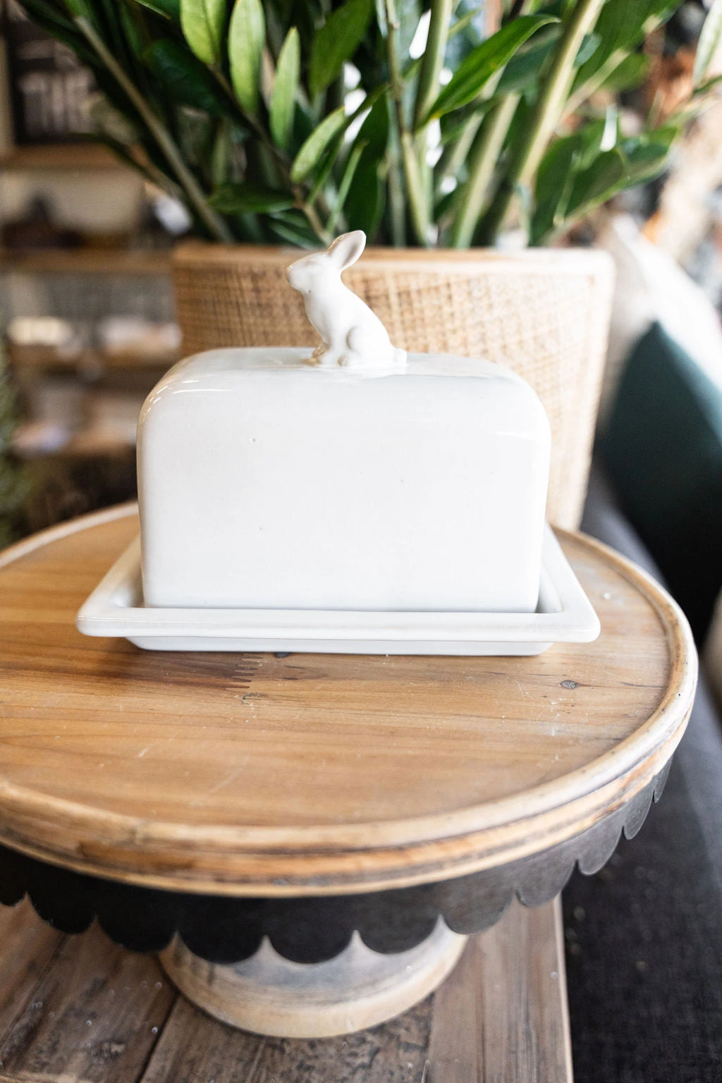 Rabbit Accented Dome Stoneware Dish 1 Rabbit Accented Dome Stoneware Dish