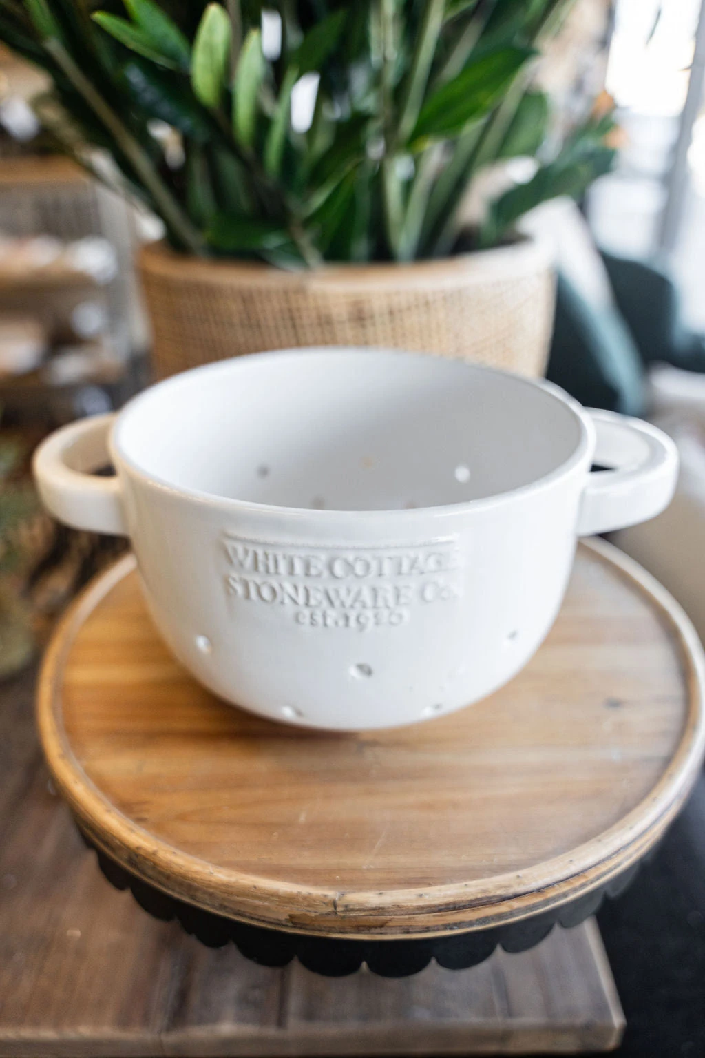 White Ceramic Berry Colander 2 White Ceramic Berry Colander - Image 2