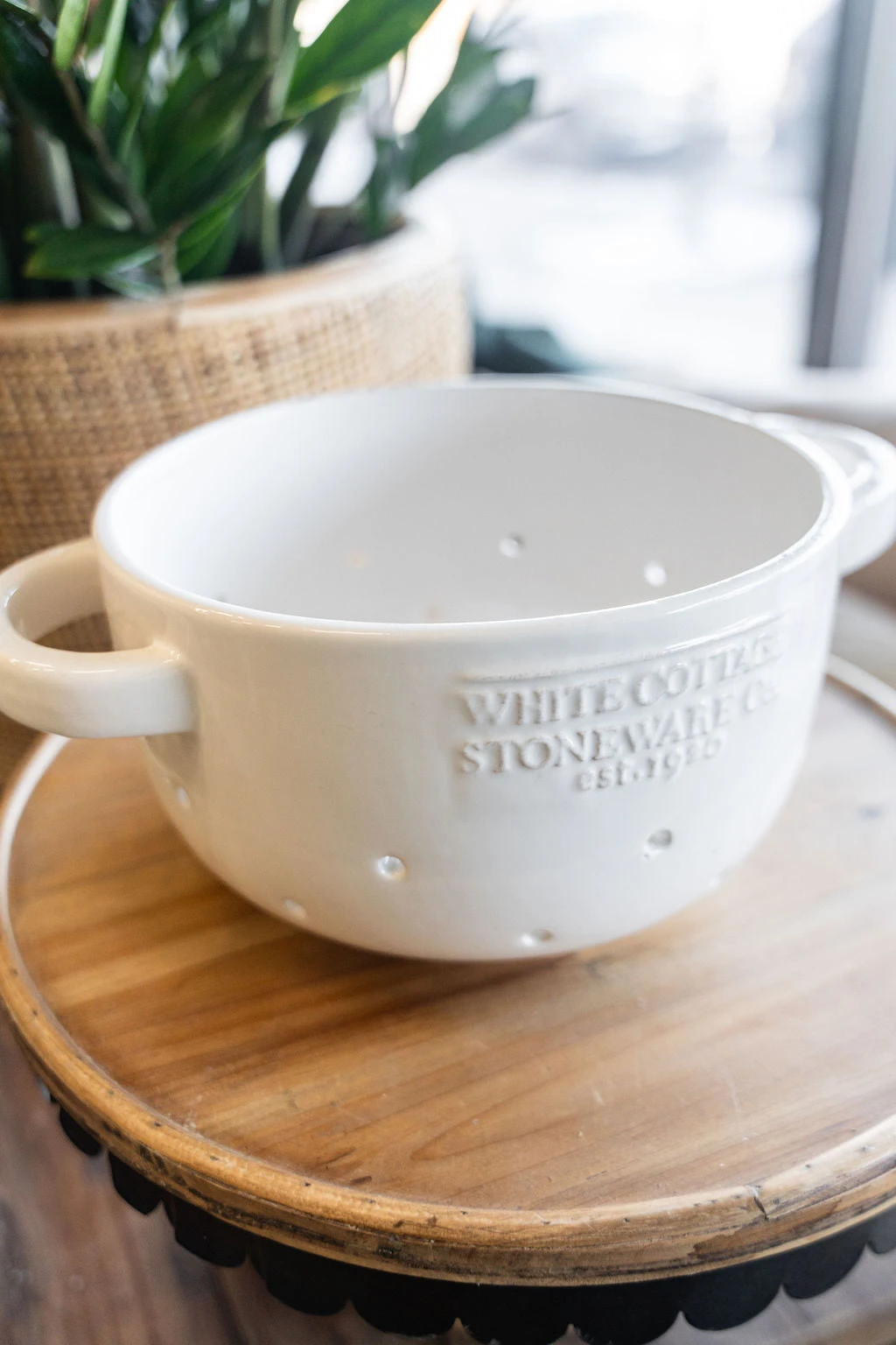 White Ceramic Berry Colander 3 White Ceramic Berry Colander - Image 3