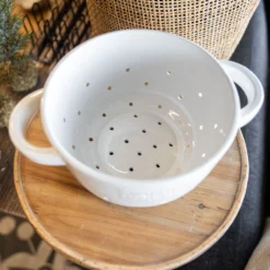 White Ceramic Berry Colander 7 White Ceramic Berry Colander -Women's Clothing Store BBJan 25 161