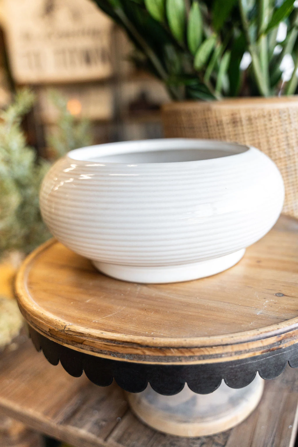 Raised Lines White Ceramic Bowl 1 Raised Lines White Ceramic Bowl