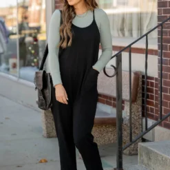 Basic Two Pocket Cropped Tank Jumpsuit -Women's Clothing Store Basic Two Pocket Cropped Tank Jumpsuit