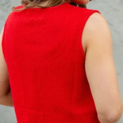 Tie Front Woven Vest -Women's Clothing Store DSC 0227