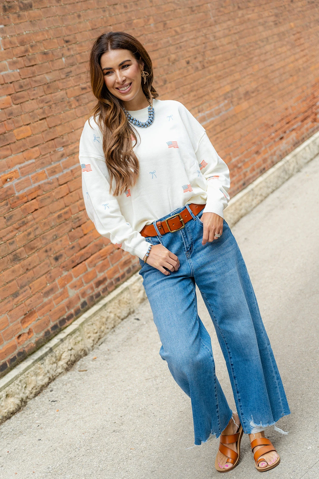 Flags & Bows Ribbed Trim Sweater 3 Flags & Bows Ribbed Trim Sweater - Image 3