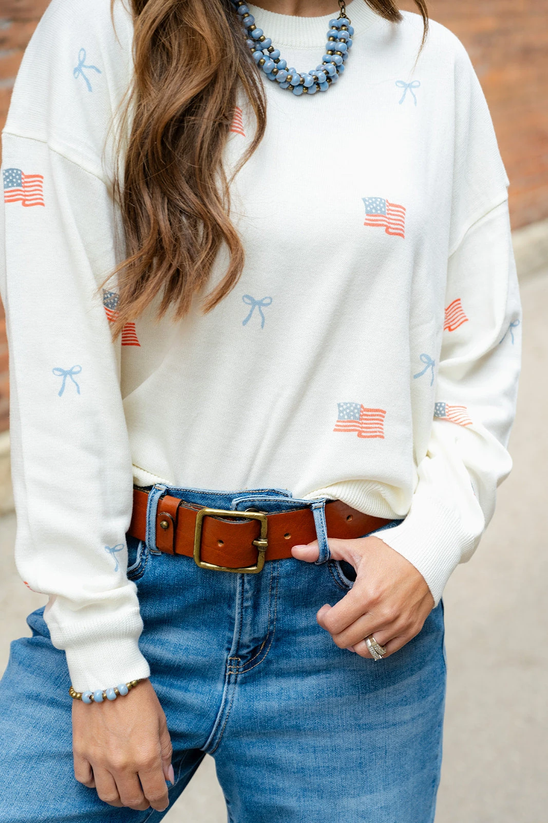 Flags & Bows Ribbed Trim Sweater 2 Flags & Bows Ribbed Trim Sweater - Image 2