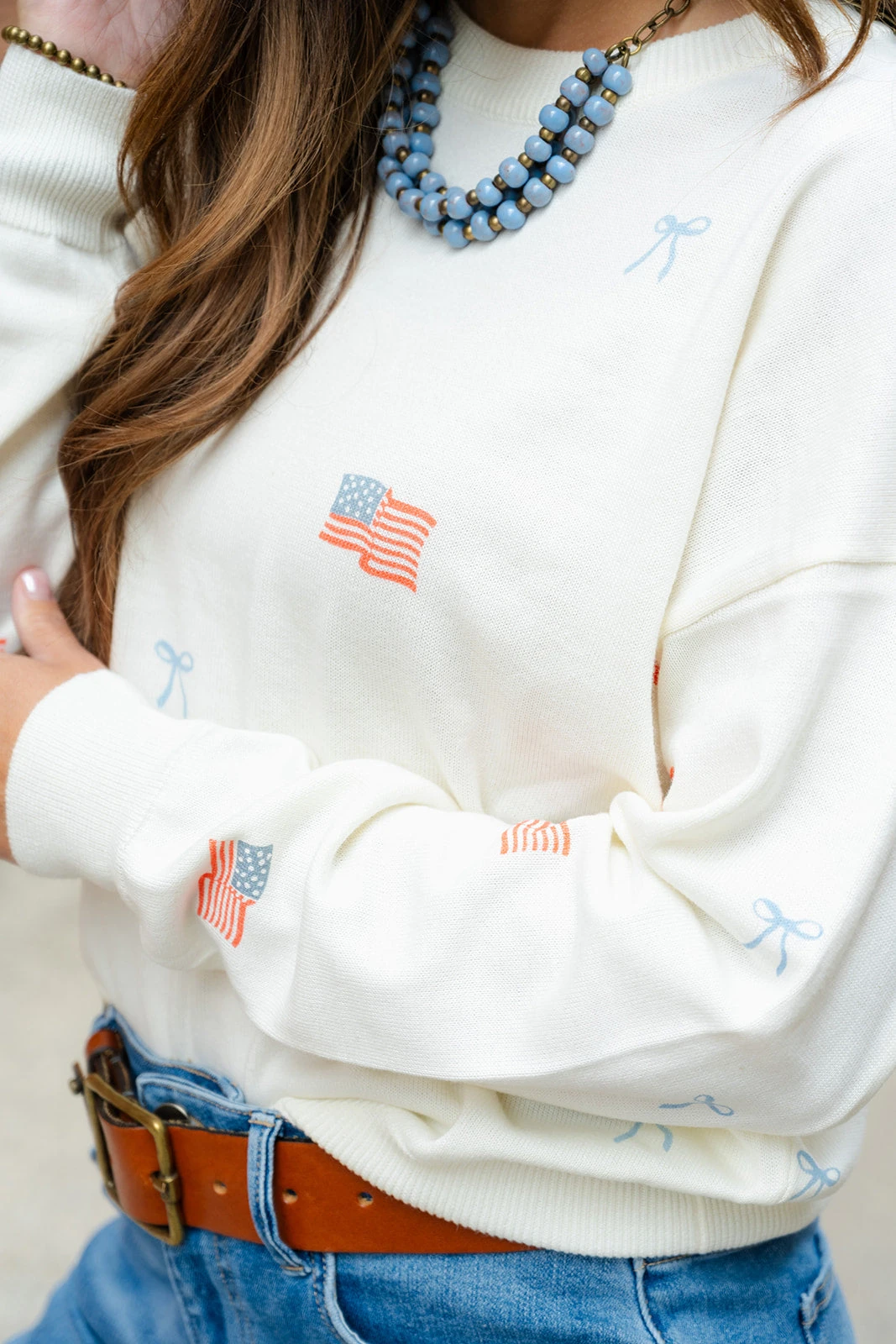 Flags & Bows Ribbed Trim Sweater 4 Flags & Bows Ribbed Trim Sweater - Image 4