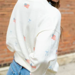 Flags & Bows Ribbed Trim Sweater 10 Flags & Bows Ribbed Trim Sweater -Women's Clothing Store DSC 0285