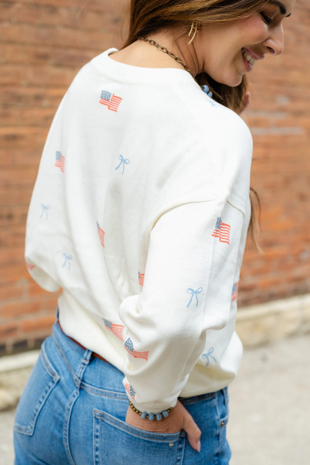 Flags & Bows Ribbed Trim Sweater 5 Flags & Bows Ribbed Trim Sweater - Image 5