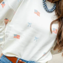 Flags & Bows Ribbed Trim Sweater 11 Flags & Bows Ribbed Trim Sweater -Women's Clothing Store DSC 0290