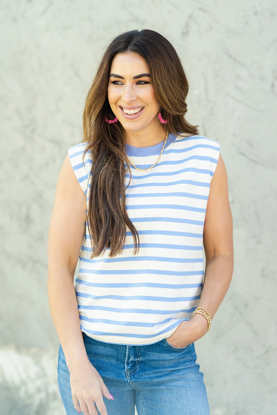 Bold Striped Solid Collar Tank 3 Bold Striped Solid Collar Tank - Image 3