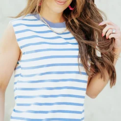 Bold Striped Solid Collar Tank 20 Bold Striped Solid Collar Tank -Women's Clothing Store DSC 0573