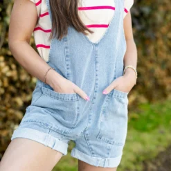 Deep V Denim Short Overalls 6 Deep V Denim Short Overalls -Women's Clothing Store DSC 1050 a92057e4 69b0 4775 9360 772958b30a89