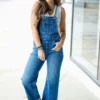 Tie Strap Ankle Cropped Denim Overalls