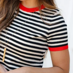 Colorpop Trim Striped Knit Tee -Women's Clothing Store DSC 1079 4aaa1426 0a40 40e6 b8a2 ae58de0c34fd