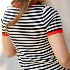 Colorpop Trim Striped Knit Tee -Women's Clothing Store DSC 1083 9ac42aed 937b 419d b8ae a28f3c866df1