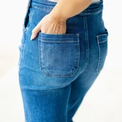 Tie Strap Ankle Cropped Denim Overalls -Women's Clothing Store DSC 1093