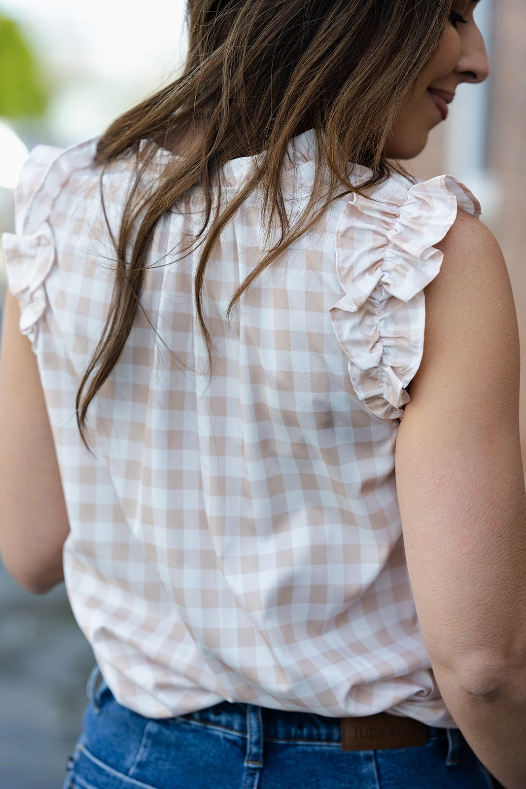 Gingham Ruched Ruffle Trim Tank 13 Gingham Ruched Ruffle Trim Tank - Image 13