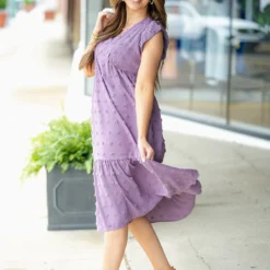 Monochrome Dot Ruffle Bottom Midi Dress 22 Monochrome Dot Ruffle Bottom Midi Dress -Women's Clothing Store DSC 1331