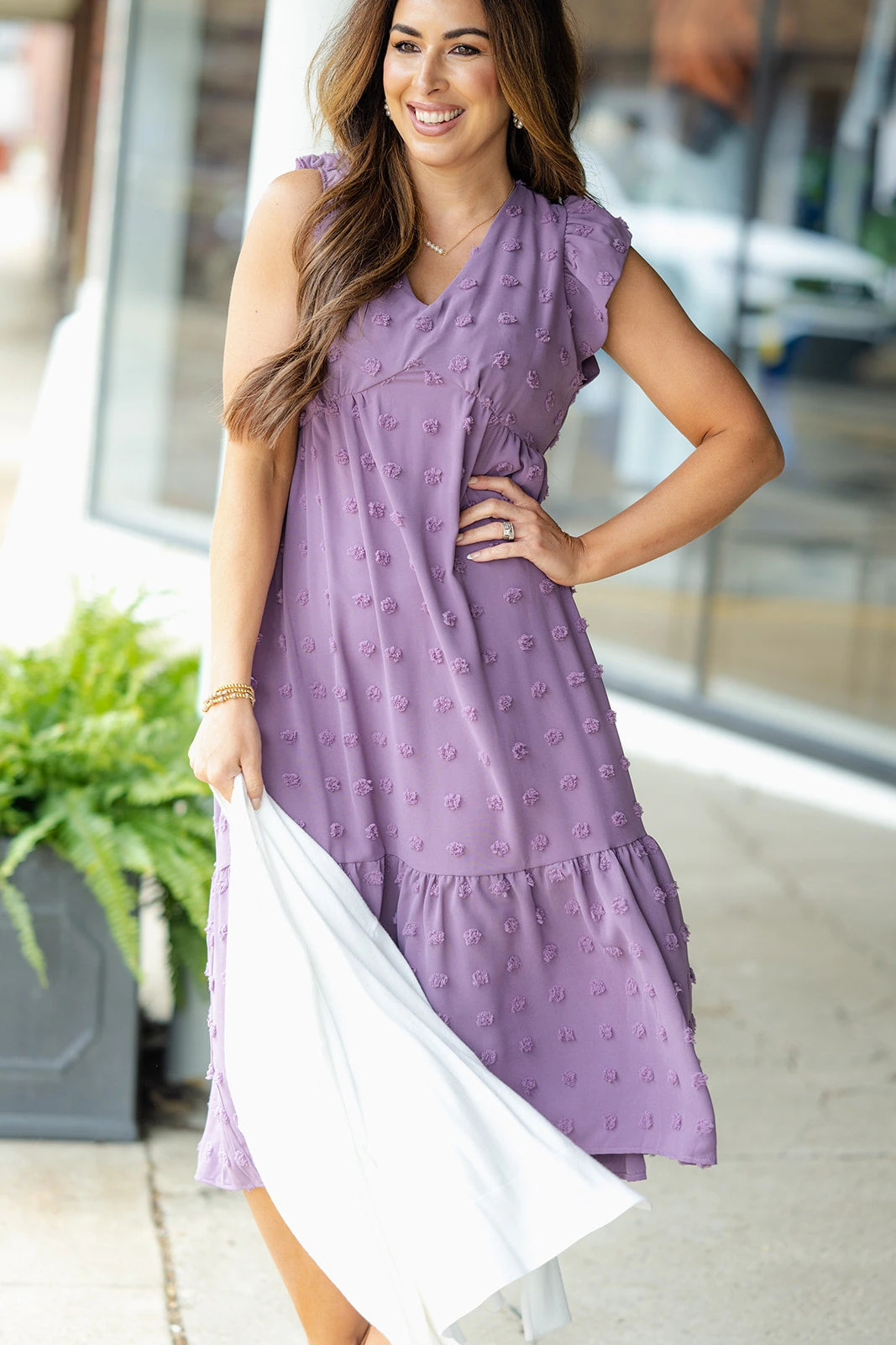 Monochrome Dot Ruffle Bottom Midi Dress 12 Monochrome Dot Ruffle Bottom Midi Dress - Image 12